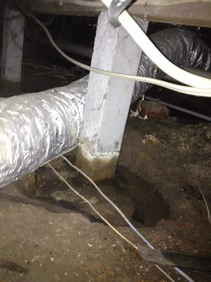Water in the subfloor can be very damaging to structural timbers and needs to be resolved.